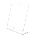 Deflecto Superior Image Slanted Sign Holder with Business Card Holder, 8.5w x 4.5d x 11h, Clear (590601)