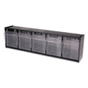 Deflecto Tilt Bin Interlocking Multi-Bin Storage Organizer, 5 Sections, 23.63" x 5.25" x 6.5", Black/Clear (20504OP)