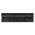 Deflecto Tilt Bin Interlocking Multi-Bin Storage Organizer, 5 Sections, 23.63" x 5.25" x 6.5", Black/Clear (20504OP)