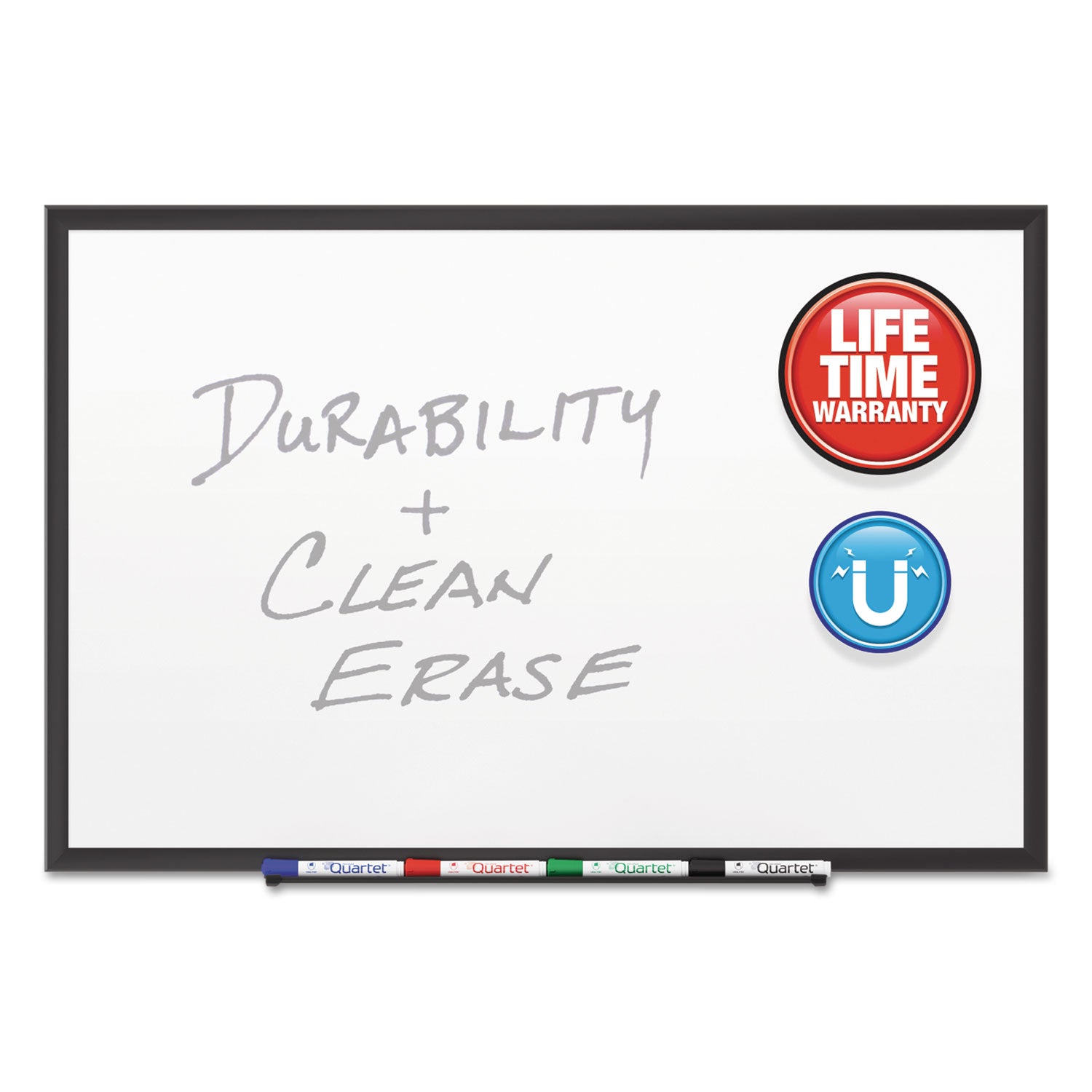 Quartet Classic Series Porcelain Magnetic Dry Erase Board, 36 x 24, White Surface, Black Aluminum Frame (2543B)