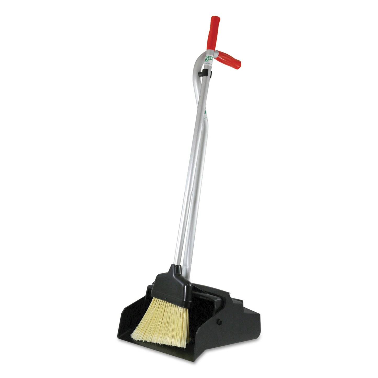 Unger Ergo Dustpan With Broom, 12w x 33h, Metal with Vinyl Coated Handle, Red/Silver (EDPBR)