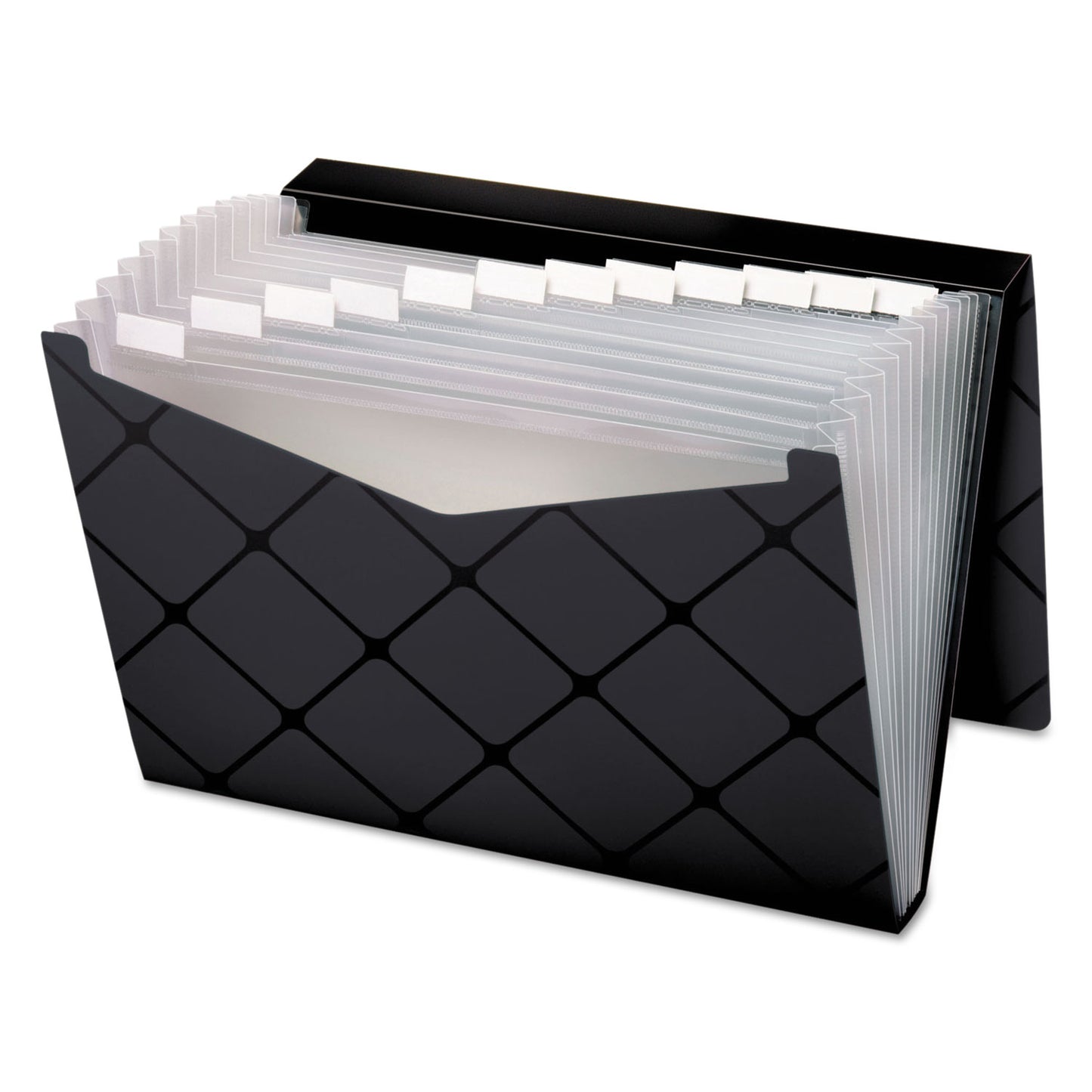 Pendaflex Poly Expanding File, 1.5" Expansion, 13 Sections, Cord/Hook Closure, 1/12-Cut Tabs, Letter Size, Black (39624BLA)