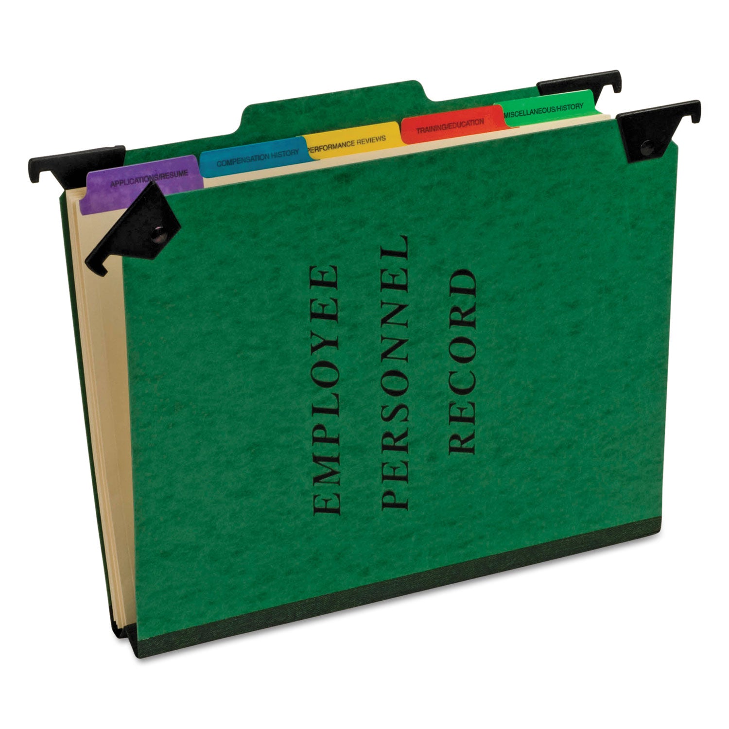 Pendaflex Hanging-Style Personnel Folders, 5 Dividers with 1/5-Cut Tabs, Letter Size, 1/3-Cut Exterior Tabs, Green (SER2GR)