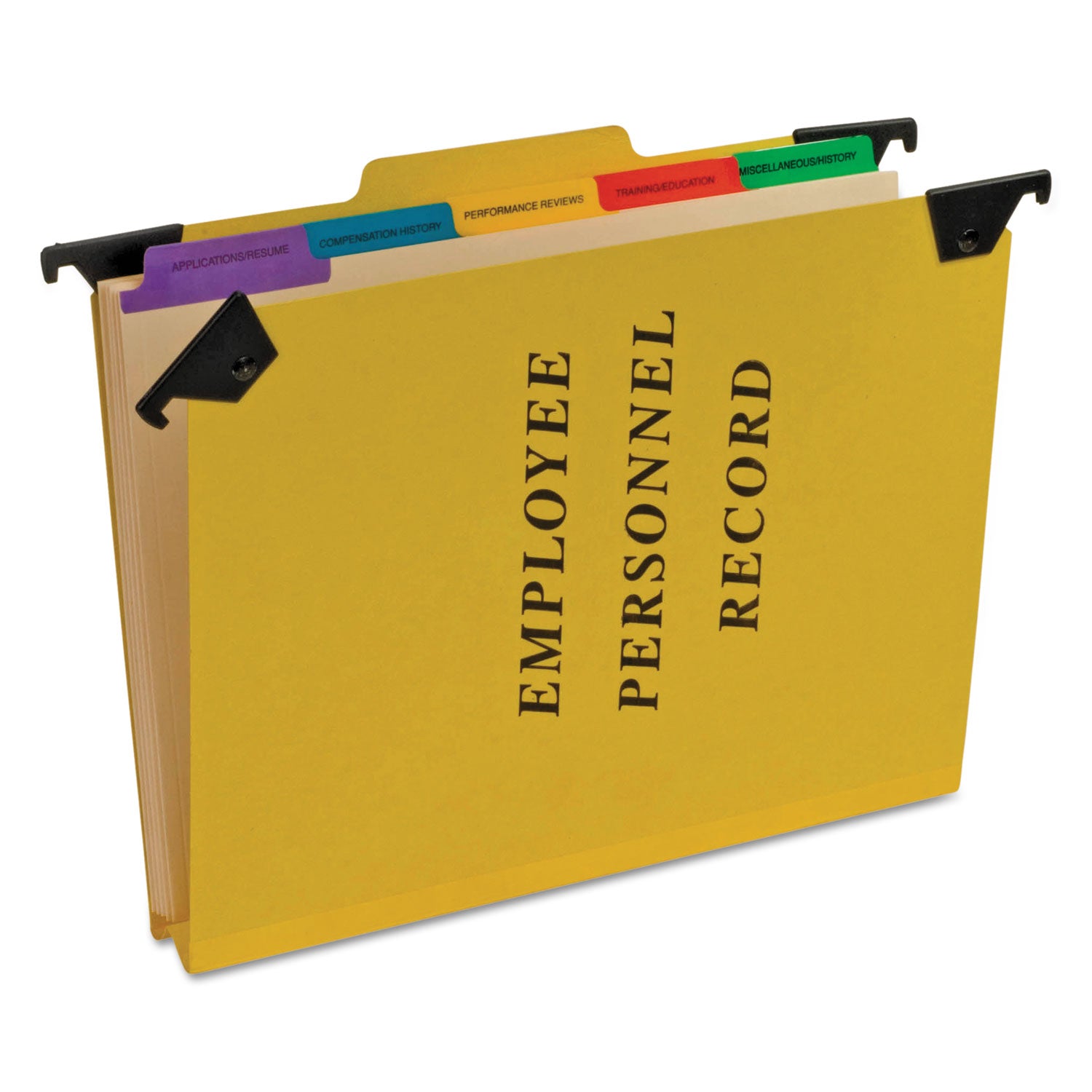 Pendaflex Hanging-Style Personnel Folders, 5 Dividers with 1/5-Cut Tabs, Letter Size, 1/3-Cut Exterior Tabs, Yellow (SER2YEL)