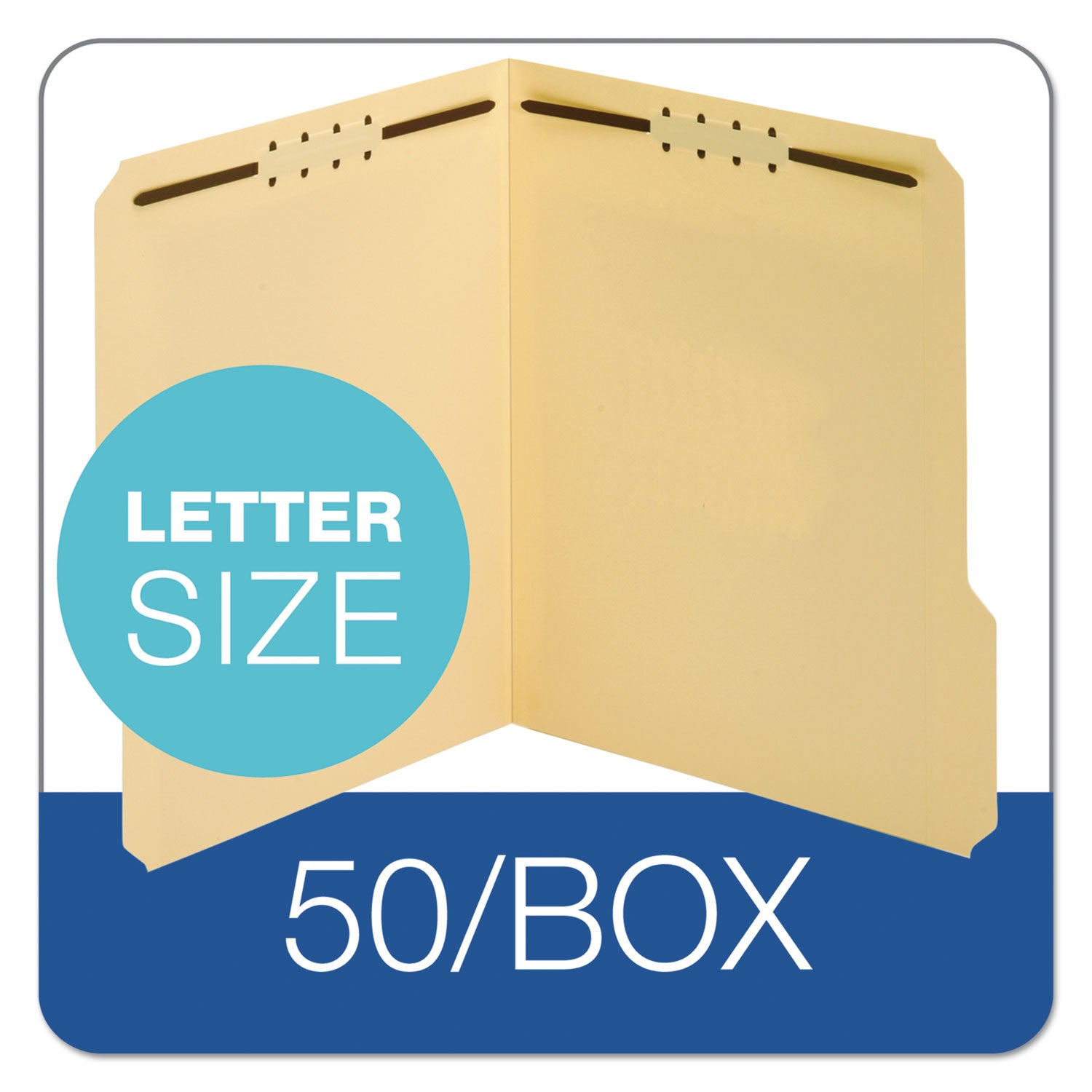Pendaflex Top Tab Fastener Folder, 0.75" Expansion, 2 Fasteners, Letter Size, Manila Exterior, 50/Box (1453718PT)