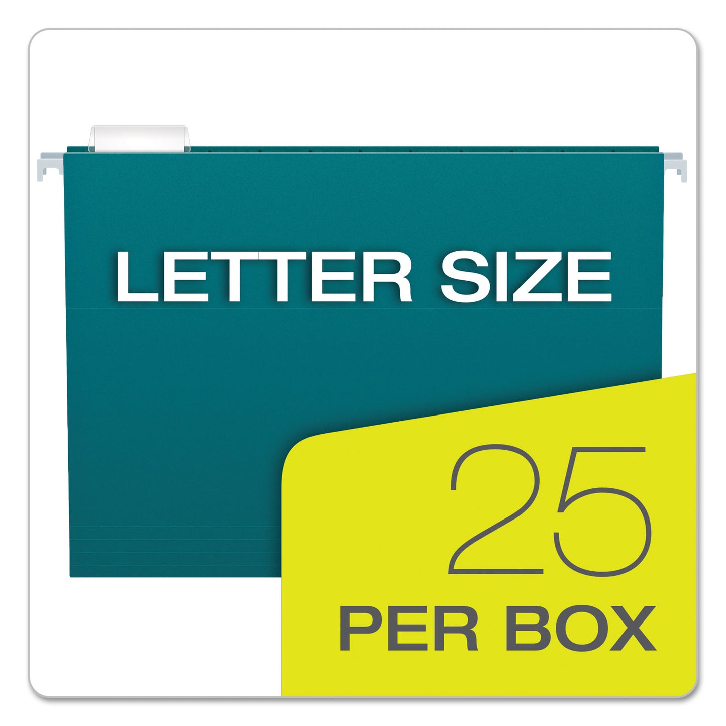 Pendaflex Colored Hanging Folders, Letter Size, 1/5-Cut Tabs, Teal, 25/Box (81614)