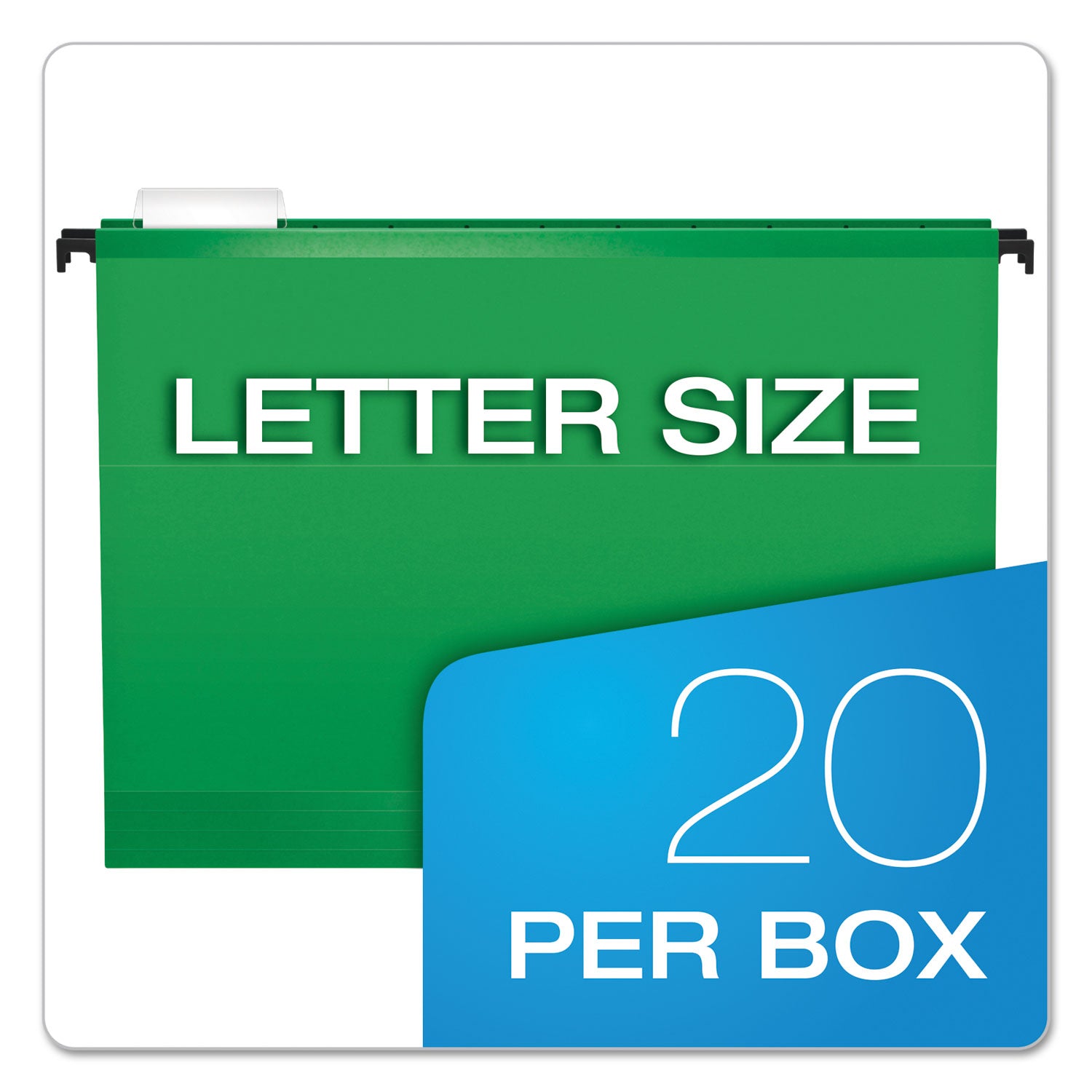 Pendaflex SureHook Hanging Folders, Letter Size, 1/5-Cut Tabs, Bright Green, 20/Box (615215BGR)