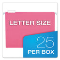 Pendaflex Colored Hanging Folders, Letter Size, 1/5-Cut Tabs, Pink, 25/Box (81609)