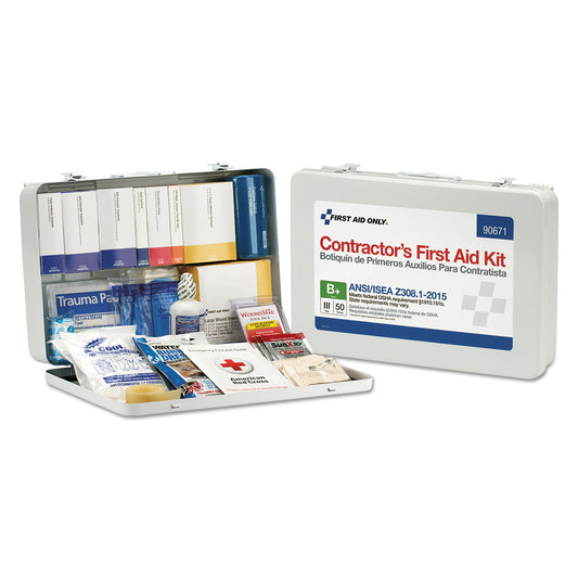 First Aid Only Contractor ANSI Class B First Aid Kit for 50 People, 254 Pieces, Metal Case (90671)