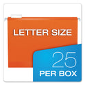 Pendaflex Colored Reinforced Hanging Folders, Letter Size, 1/5-Cut Tabs, Orange, 25/Box (415215ORA)