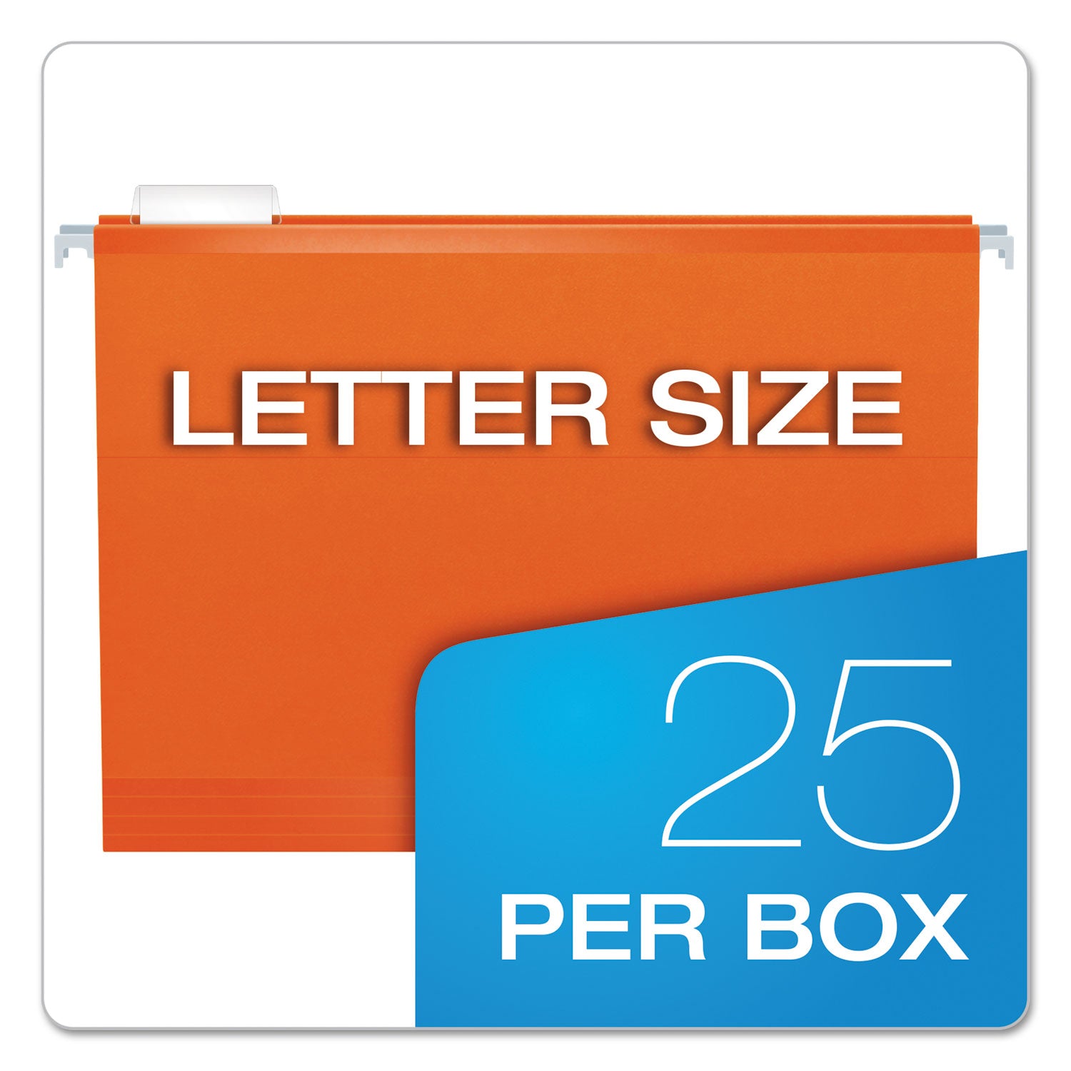 Pendaflex Colored Reinforced Hanging Folders, Letter Size, 1/5-Cut Tabs, Orange, 25/Box (415215ORA)