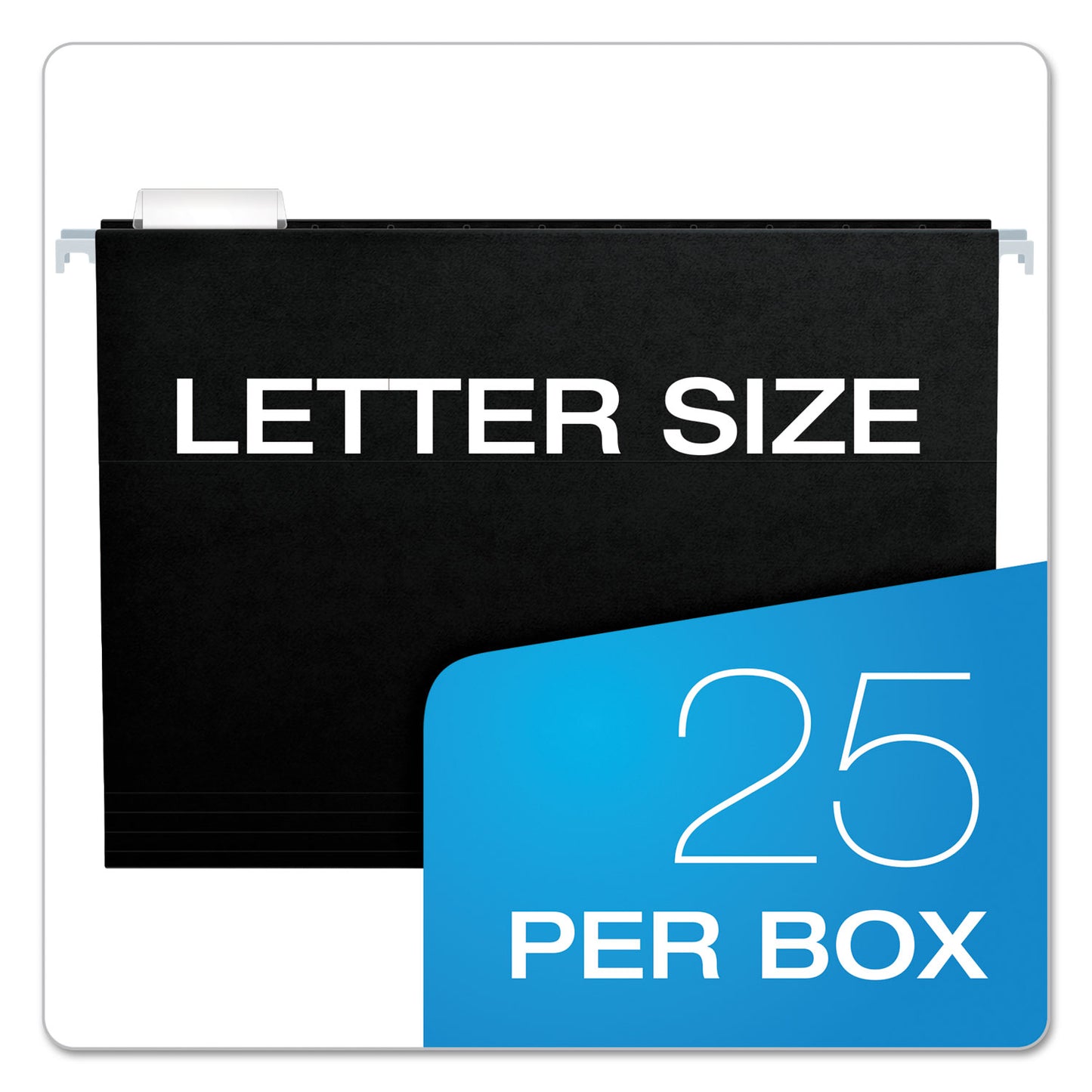 Pendaflex Colored Hanging Folders, Letter Size, 1/5-Cut Tabs, Black, 25/Box (81605)