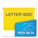 Pendaflex Extra Capacity Reinforced Hanging File Folders with Box Bottom, 2" Capacity, Letter Size, 1/5-Cut Tabs, Yellow, 25/Box (4152X2YEL)