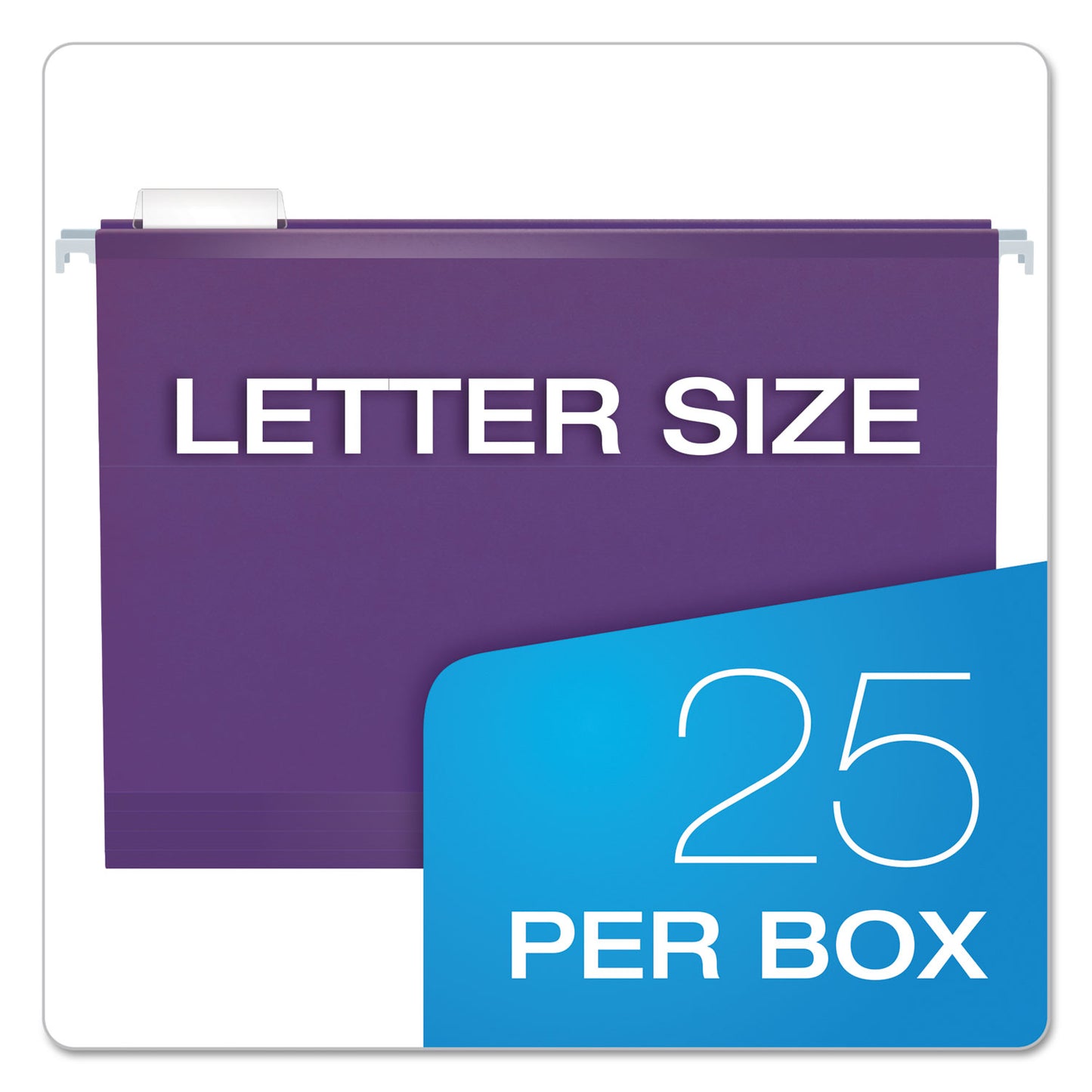 Pendaflex Colored Reinforced Hanging Folders, Letter Size, 1/5-Cut Tabs, Violet, 25/Box (415215VIO)