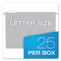 Pendaflex Colored Hanging Folders, Letter Size, 1/5-Cut Tabs, Gray, 25/Box (81604)