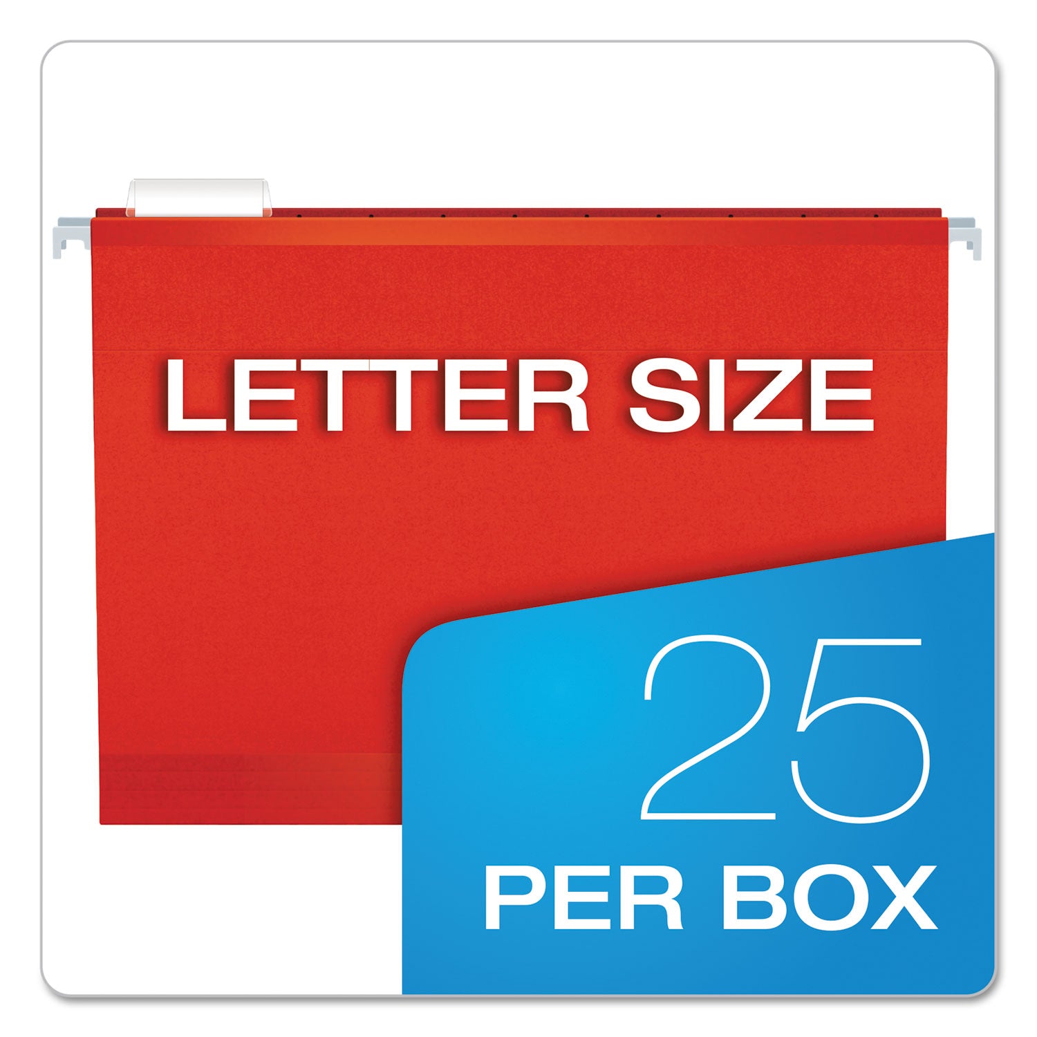 Pendaflex Colored Reinforced Hanging Folders, Letter Size, 1/5-Cut Tabs, Red, 25/Box (415215RED)