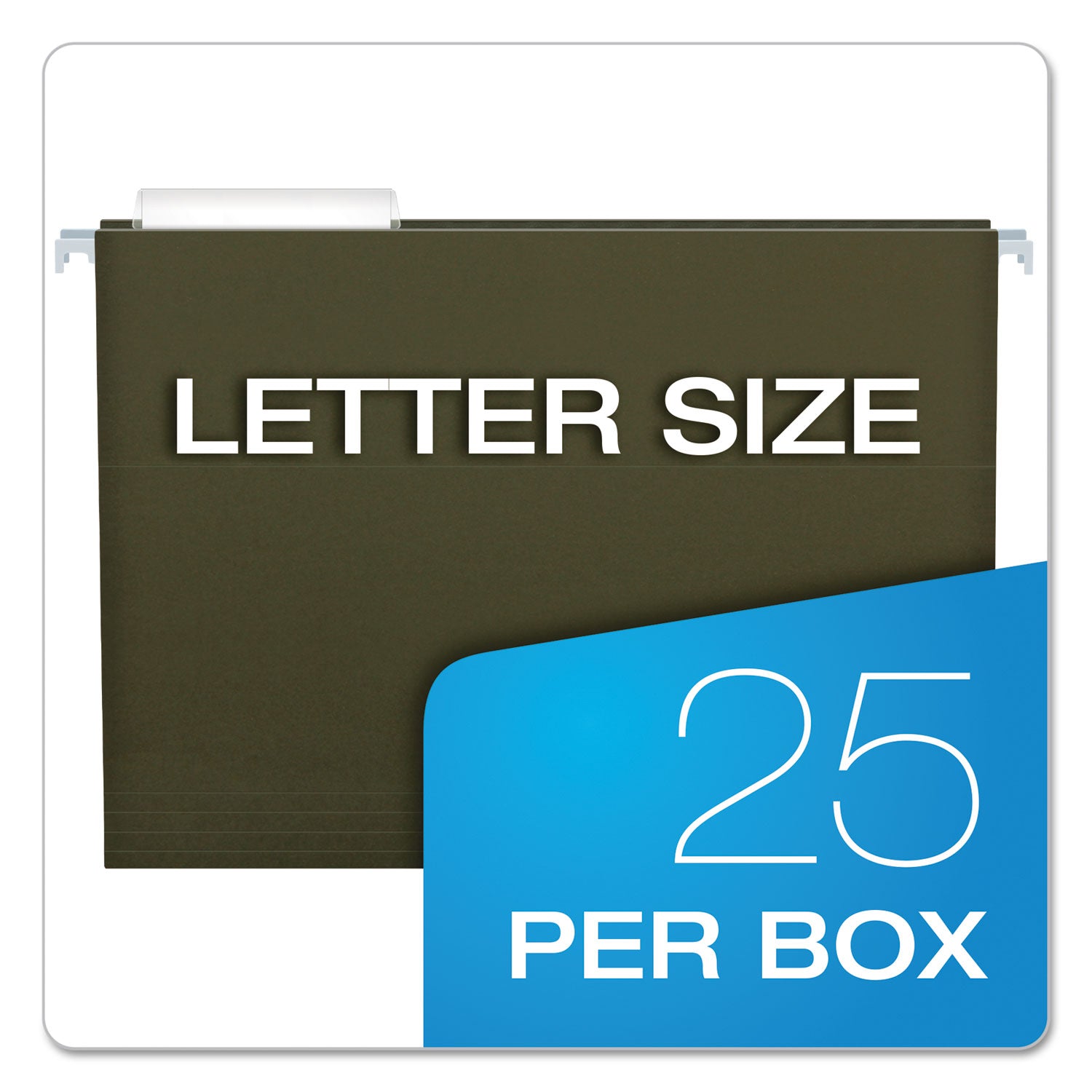 Pendaflex Standard Green Hanging Folders, Letter Size, 1/3-Cut Tabs, Standard Green, 25/Box (81601)