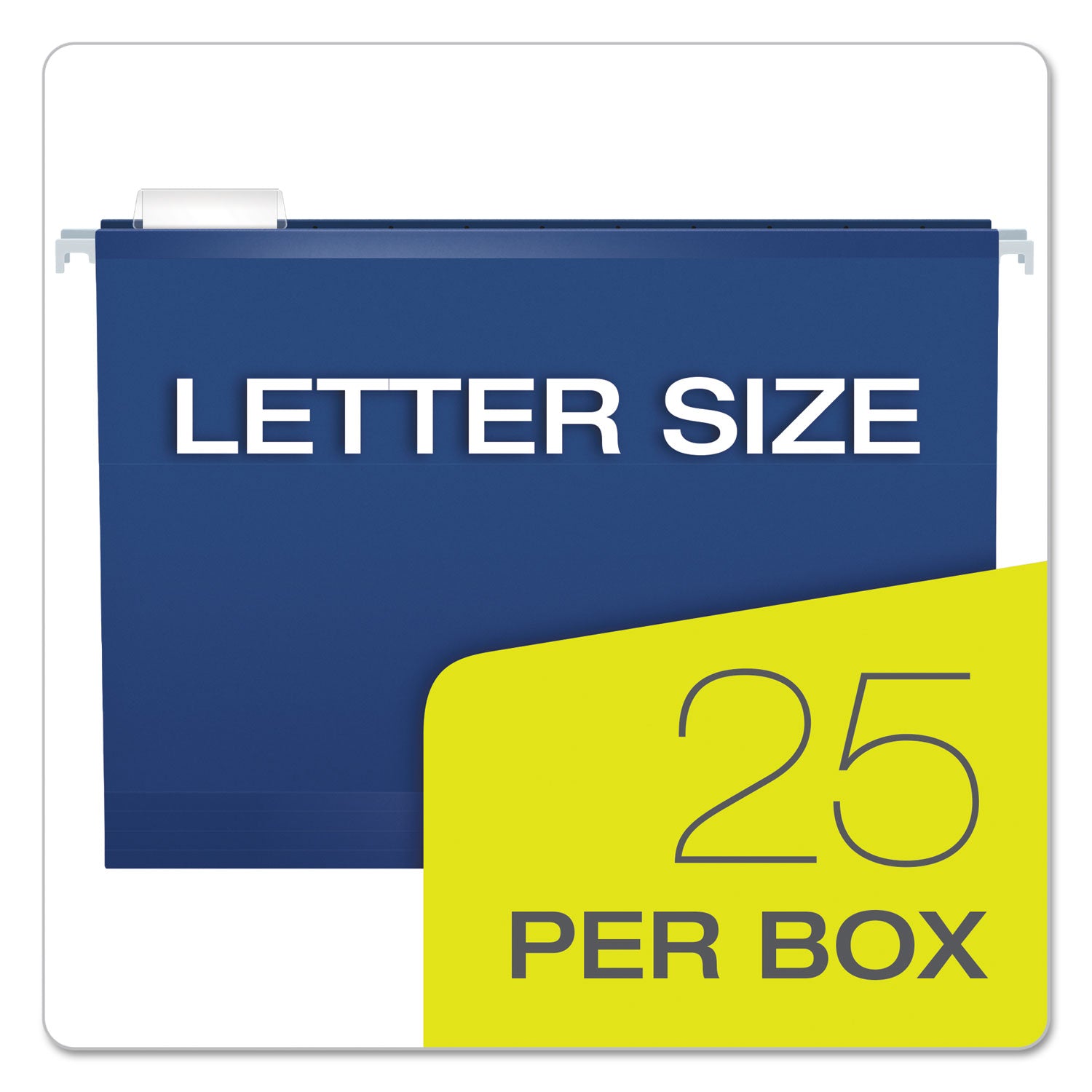 Pendaflex Colored Reinforced Hanging Folders, Letter Size, 1/5-Cut Tabs, Navy, 25/Box (415215NAV)