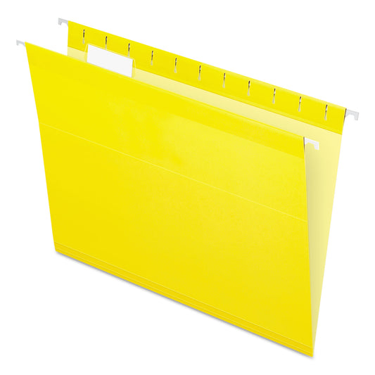 Pendaflex Colored Reinforced Hanging Folders, Letter Size, 1/5-Cut Tabs, Yellow, 25/Box (415215YEL)