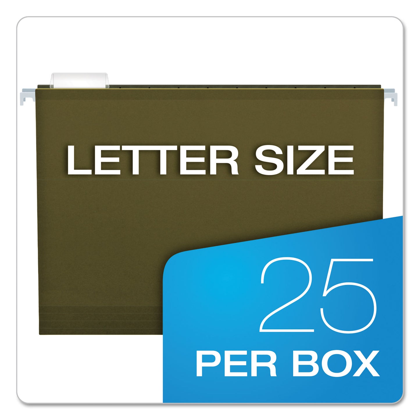 Pendaflex Extra Capacity Reinforced Hanging File Folders with Box Bottom, 2" Capacity, Letter Size, 1/5-Cut Tabs, Green, 25/Box (4152X2)