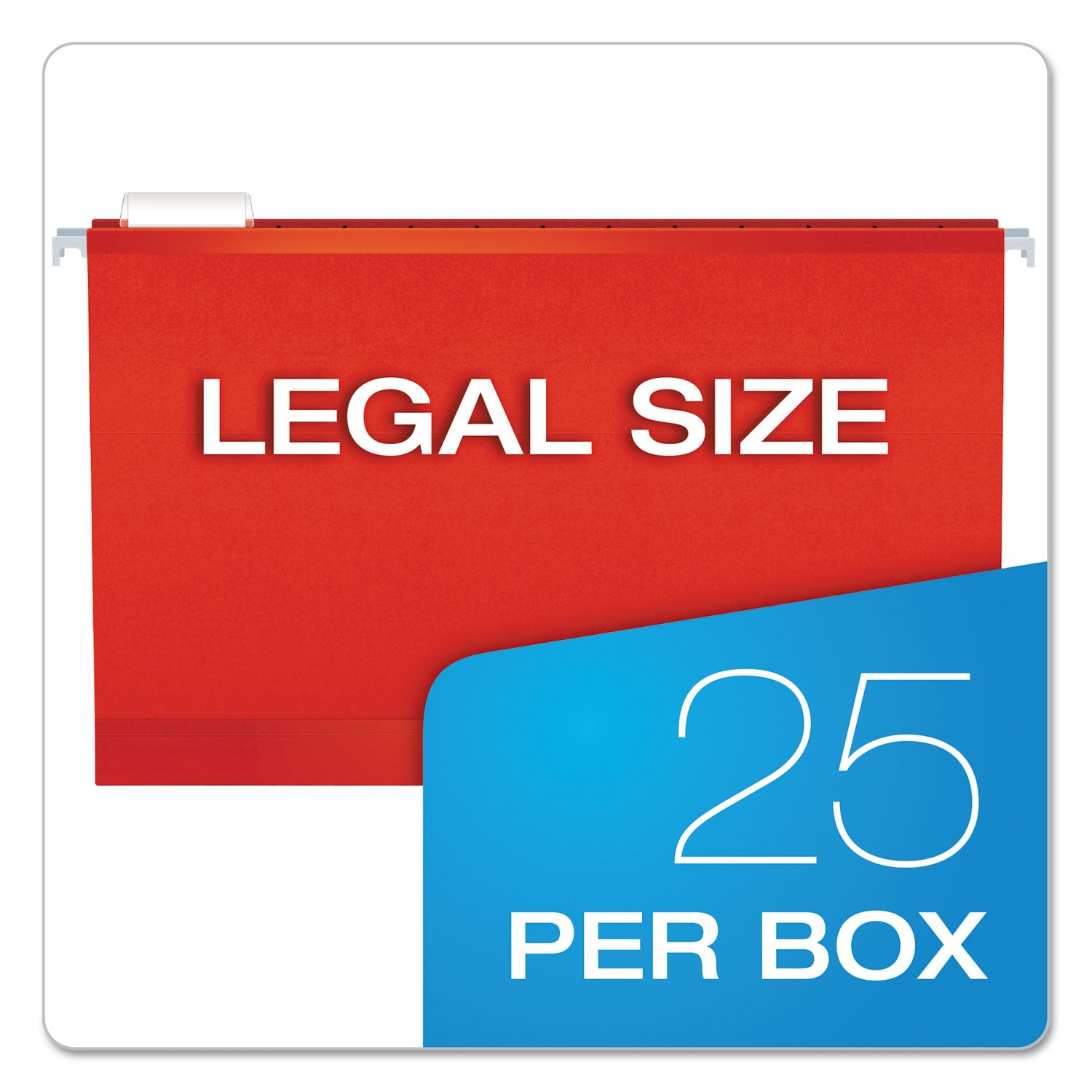 Pendaflex Extra Capacity Reinforced Hanging File Folders with Box Bottom, 2" Capacity, Legal Size, 1/5-Cut Tabs, Red, 25/Box (4153X2RED)