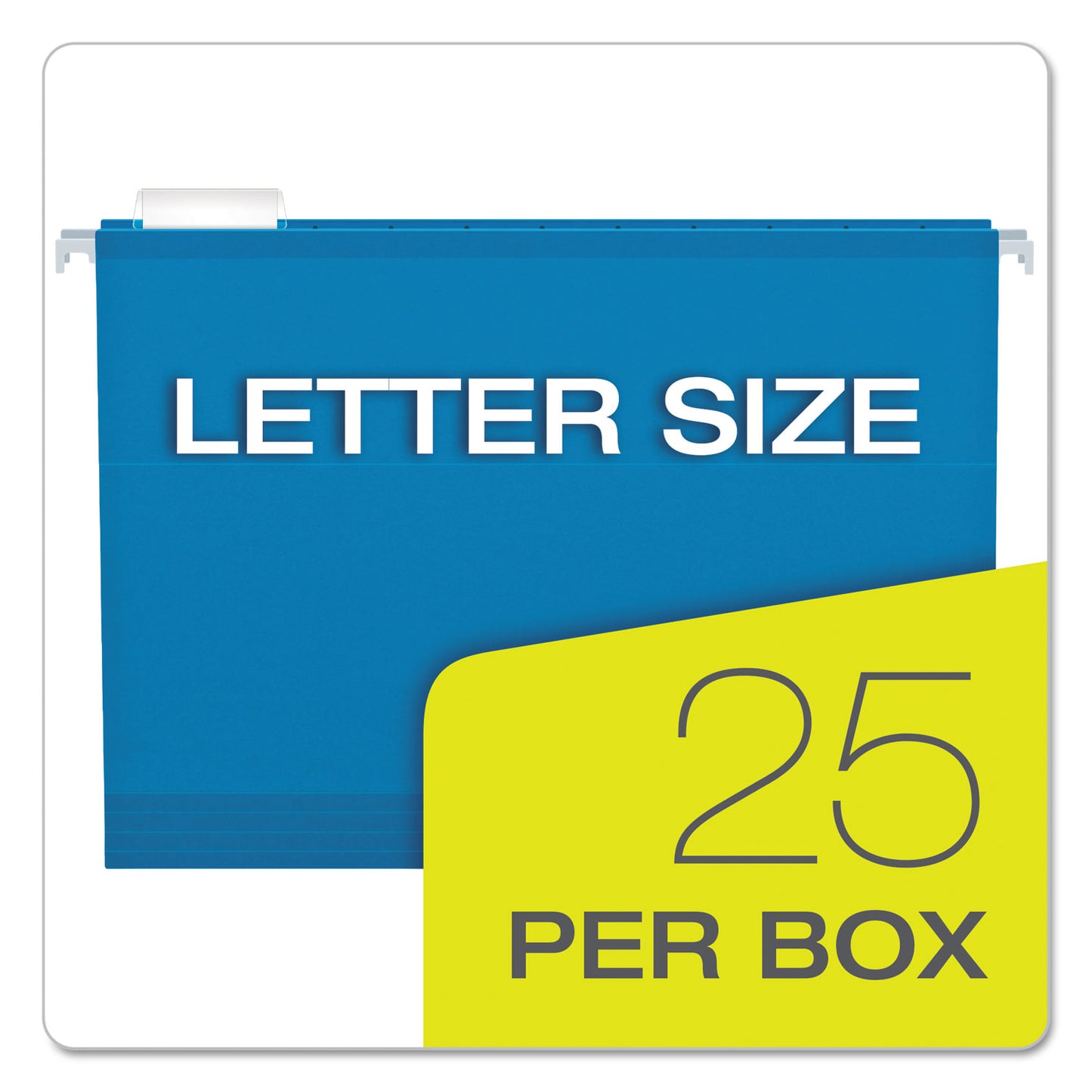 Pendaflex Colored Reinforced Hanging Folders, Letter Size, 1/5-Cut Tabs, Blue, 25/Box (415215BLU)