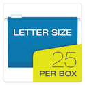 Pendaflex Extra Capacity Reinforced Hanging File Folders with Box Bottom, 2" Capacity, Letter Size, 1/5-Cut Tabs, Blue, 25/Box (4152X2BLU)