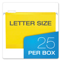 Pendaflex Colored Reinforced Hanging Folders, Letter Size, 1/5-Cut Tabs, Yellow, 25/Box (415215YEL)