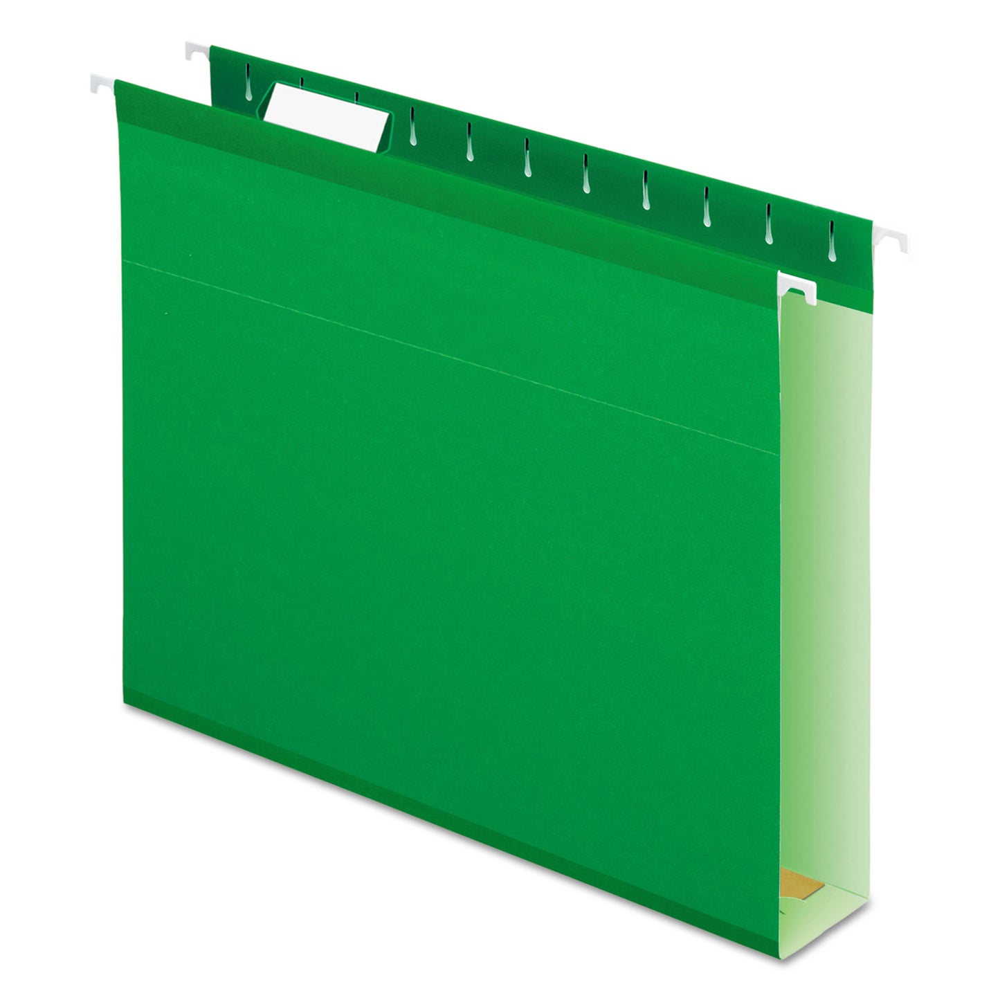 Pendaflex Extra Capacity Reinforced Hanging File Folders with Box Bottom, 2" Capacity, Letter Size, 1/5-Cut Tabs, Bright Green, 25/Box (4152X2BGR)