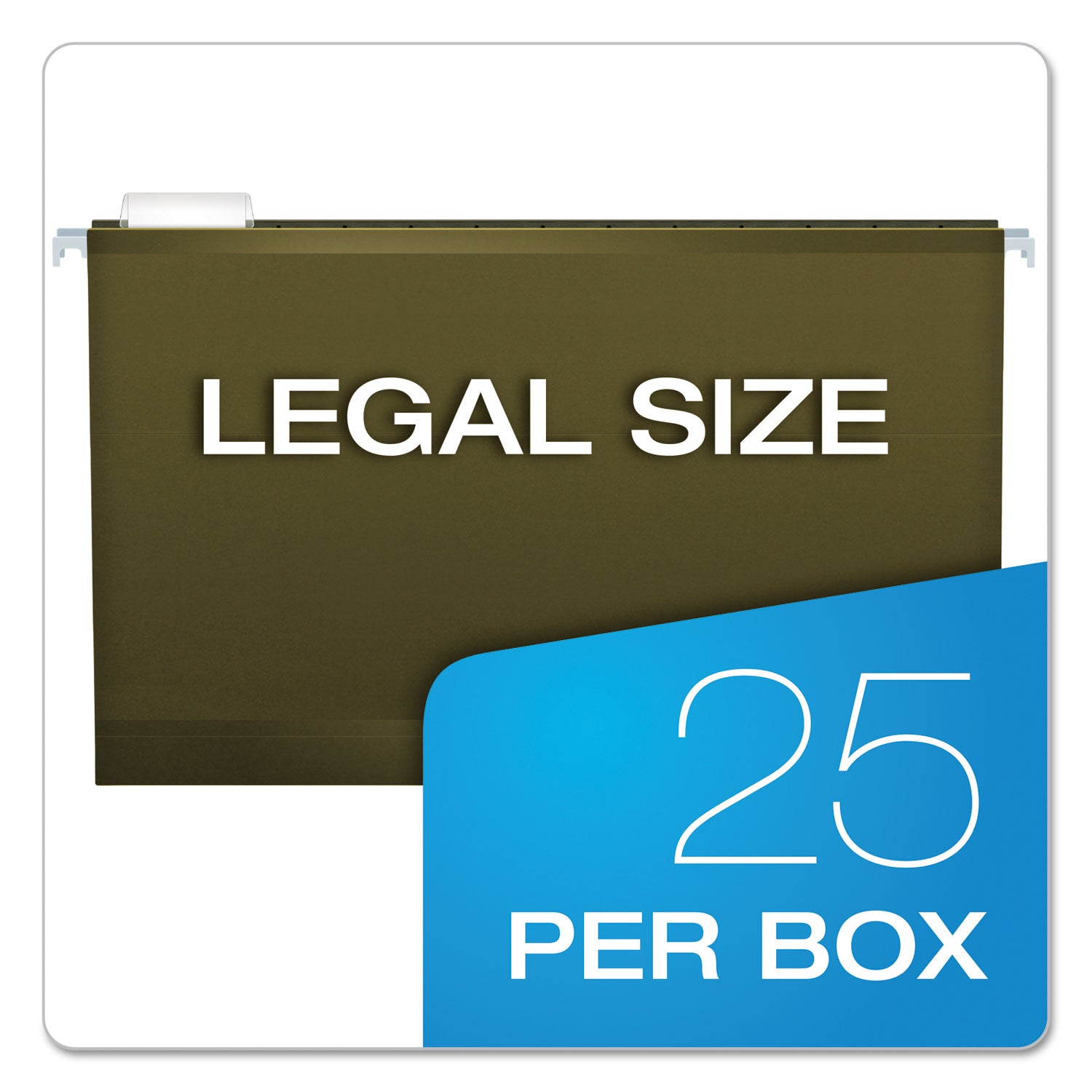 Pendaflex Extra Capacity Reinforced Hanging File Folders with Box Bottom, 2" Capacity, Legal Size, 1/5-Cut Tabs, Green, 25/Box (4153X2)