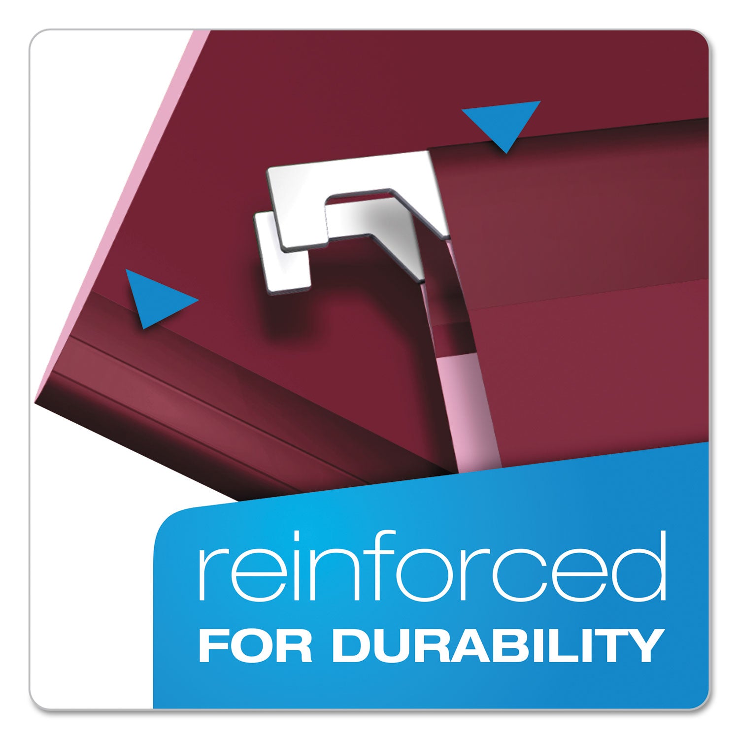 Pendaflex Colored Reinforced Hanging Folders, Letter Size, 1/5-Cut Tabs, Burgundy, 25/Box (415215BUR)