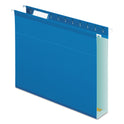 Pendaflex Extra Capacity Reinforced Hanging File Folders with Box Bottom, 2" Capacity, Letter Size, 1/5-Cut Tabs, Blue, 25/Box (4152X2BLU)