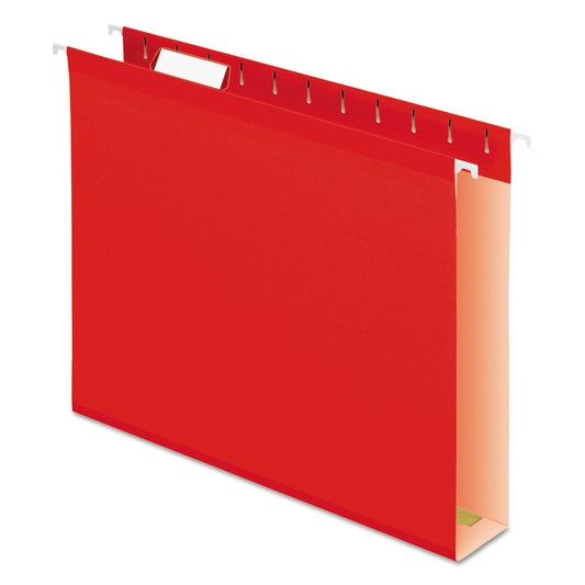 Pendaflex Extra Capacity Reinforced Hanging File Folders with Box Bottom, 2" Capacity, Letter Size, 1/5-Cut Tabs, Red, 25/Box (4152X2RED)