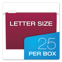 Pendaflex Colored Hanging Folders, Letter Size, 1/5-Cut Tabs, Burgundy, 25/Box (81613)