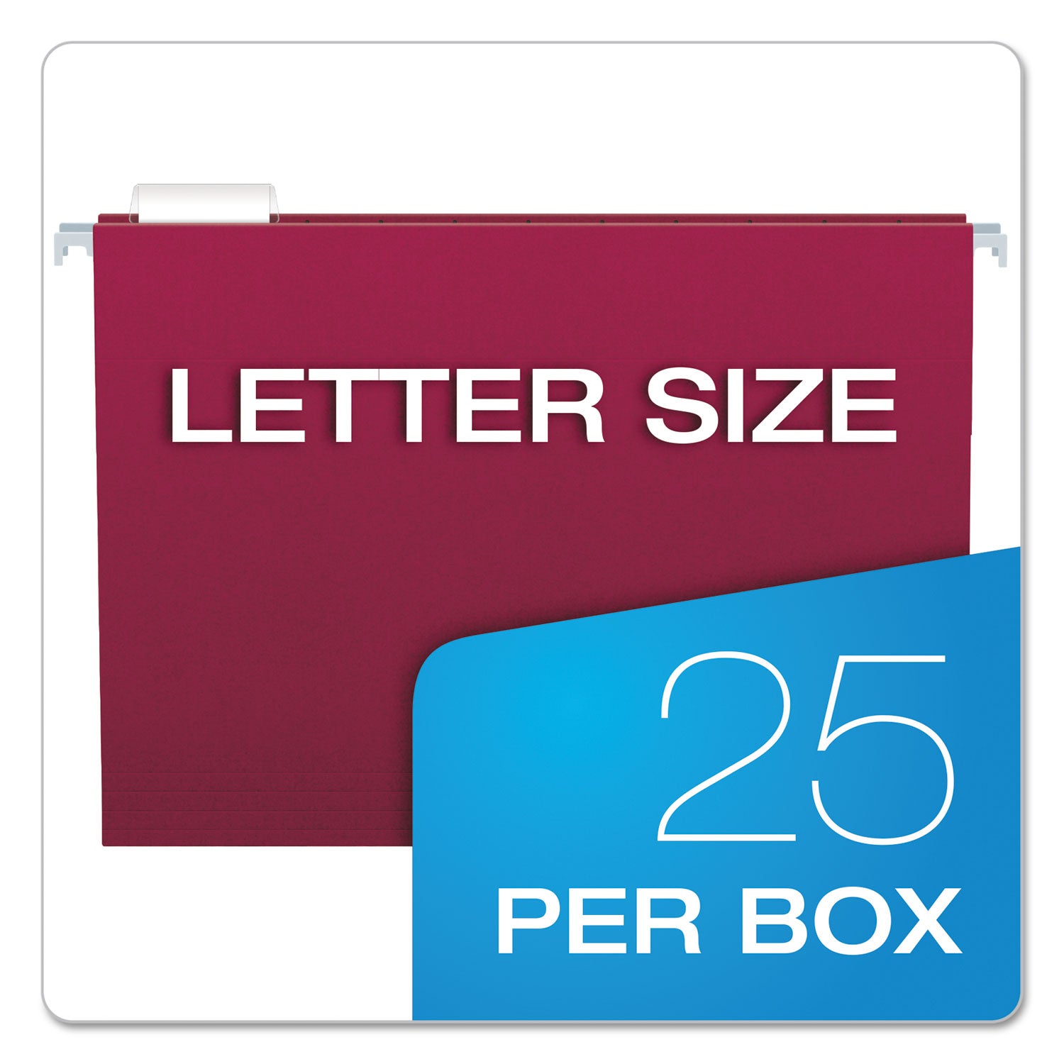 Pendaflex Colored Hanging Folders, Letter Size, 1/5-Cut Tabs, Burgundy, 25/Box (81613)