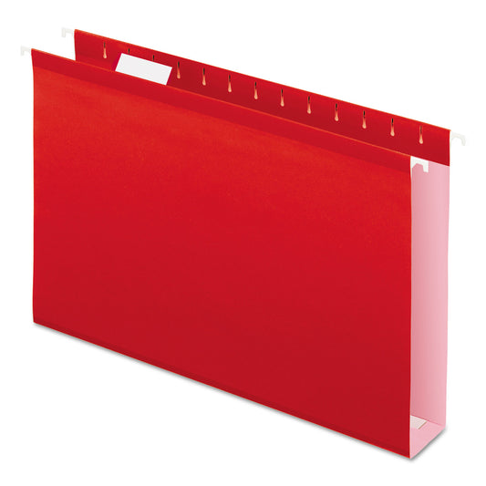 Pendaflex Extra Capacity Reinforced Hanging File Folders with Box Bottom, 2" Capacity, Legal Size, 1/5-Cut Tabs, Red, 25/Box (4153X2RED)