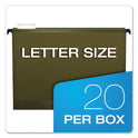 Pendaflex SureHook Hanging Folders, Letter Size, 1/5-Cut Tabs, Standard Green, 20/Box (615215)