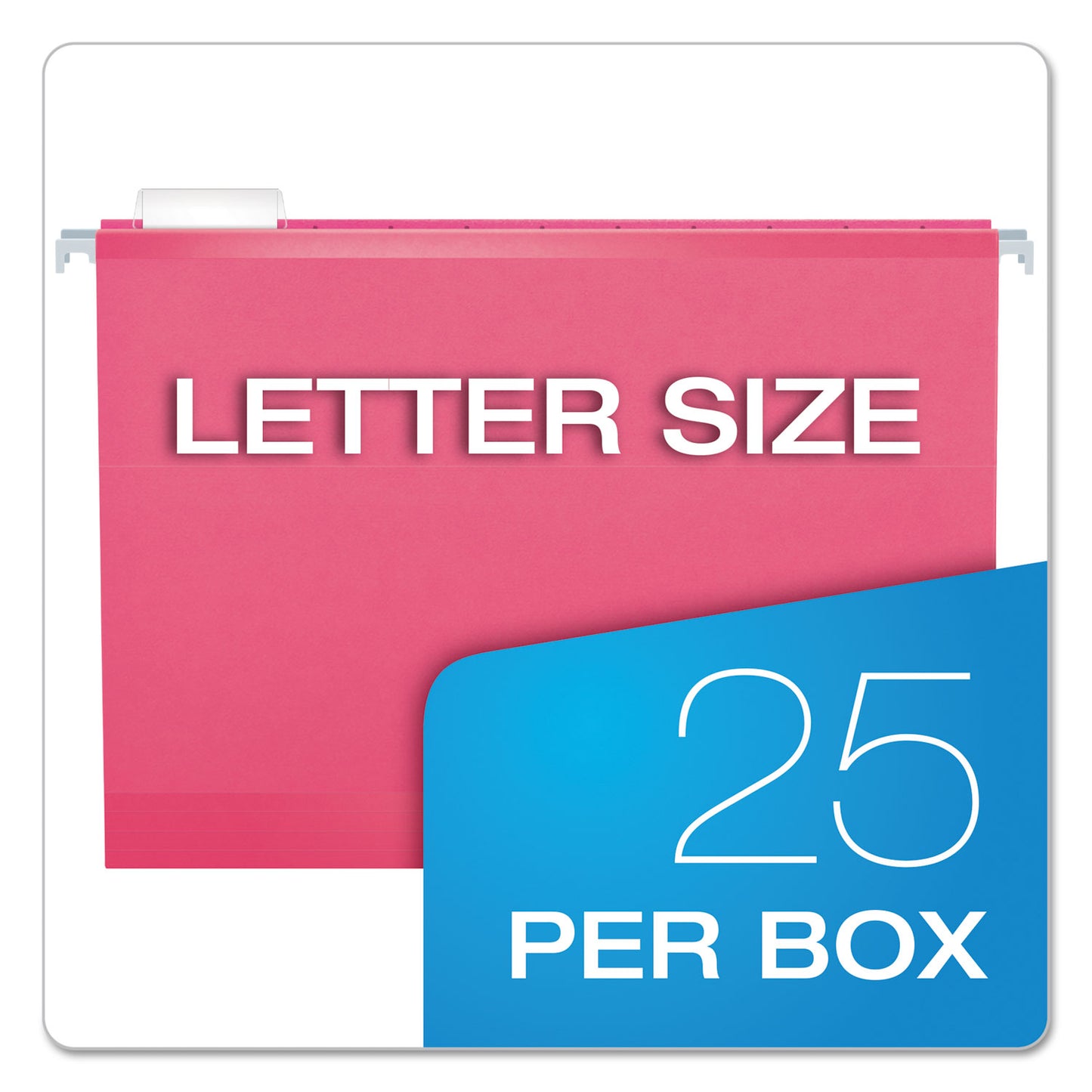 Pendaflex Colored Reinforced Hanging Folders, Letter Size, 1/5-Cut Tabs, Pink, 25/Box (415215PIN)