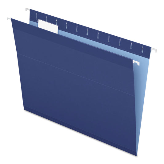 Pendaflex Colored Reinforced Hanging Folders, Letter Size, 1/5-Cut Tabs, Navy, 25/Box (415215NAV)