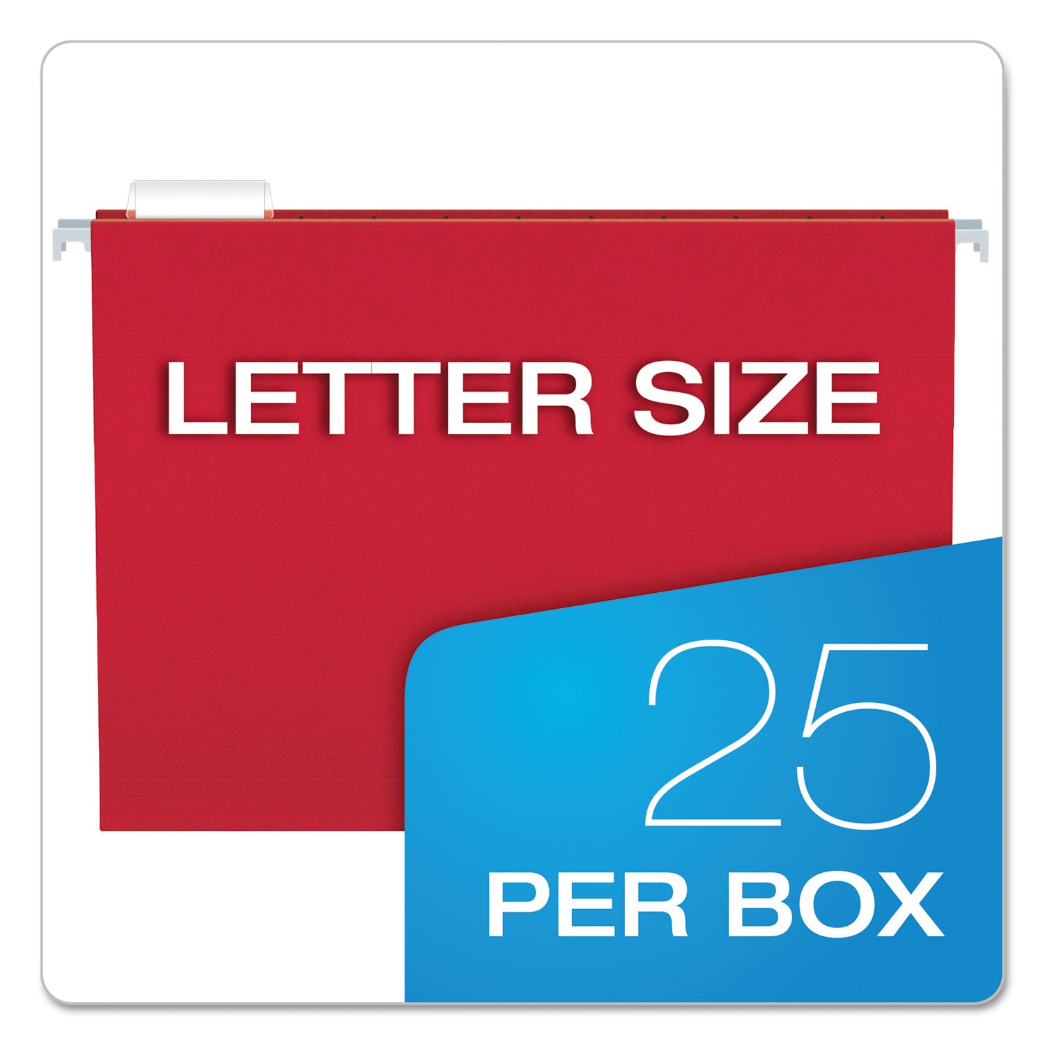 Pendaflex Colored Hanging Folders, Letter Size, 1/5-Cut Tabs, Red, 25/Box (81608)