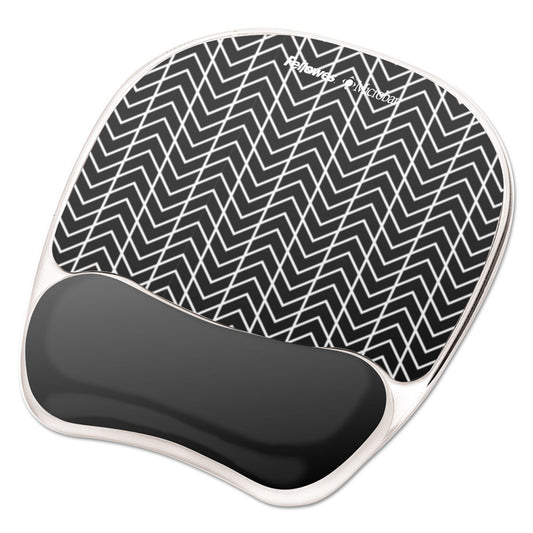 Fellowes Photo Gel Mouse Pad with Wrist Rest with Microban Protection, 7.87 x 9.25, Chevron Design (9549901)