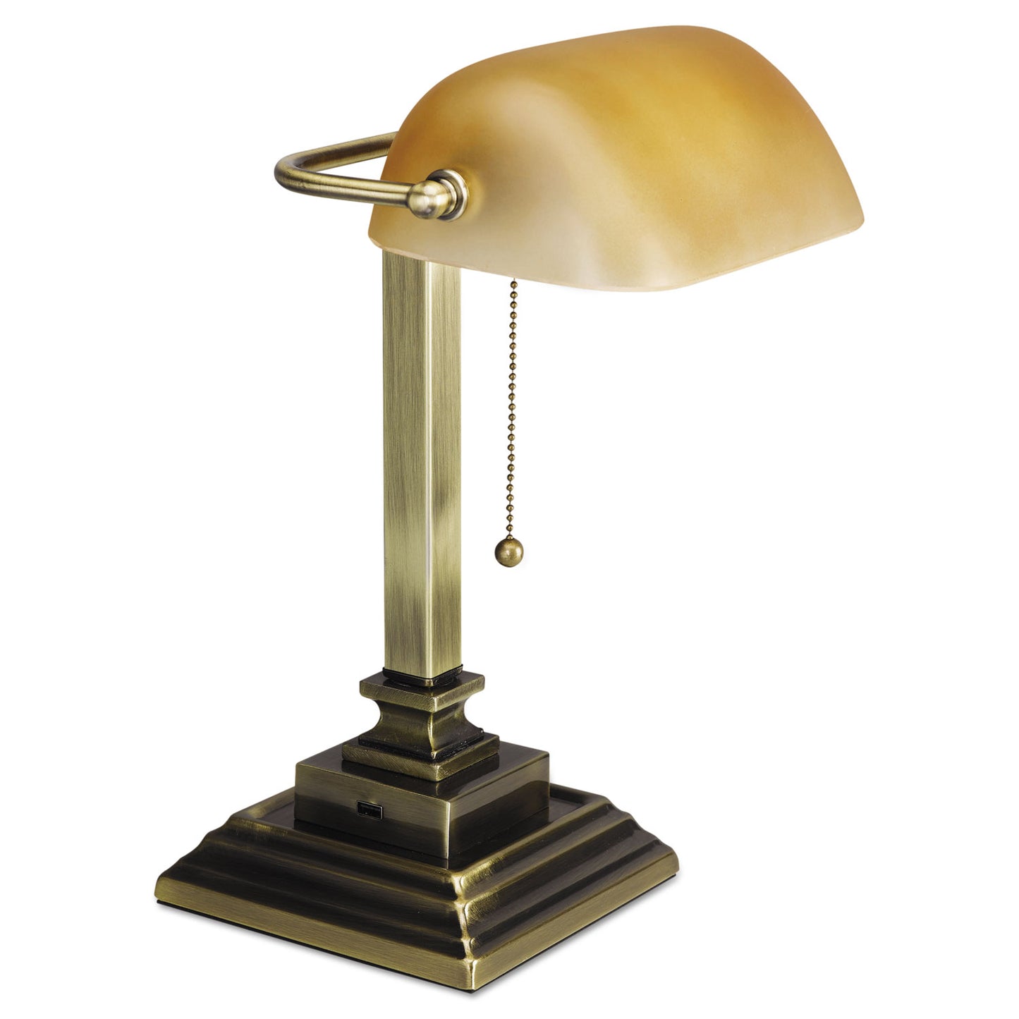 Alera Traditional Banker's Lamp with USB, 10w x 10d x 15h, Antique Brass (LMP517AB)