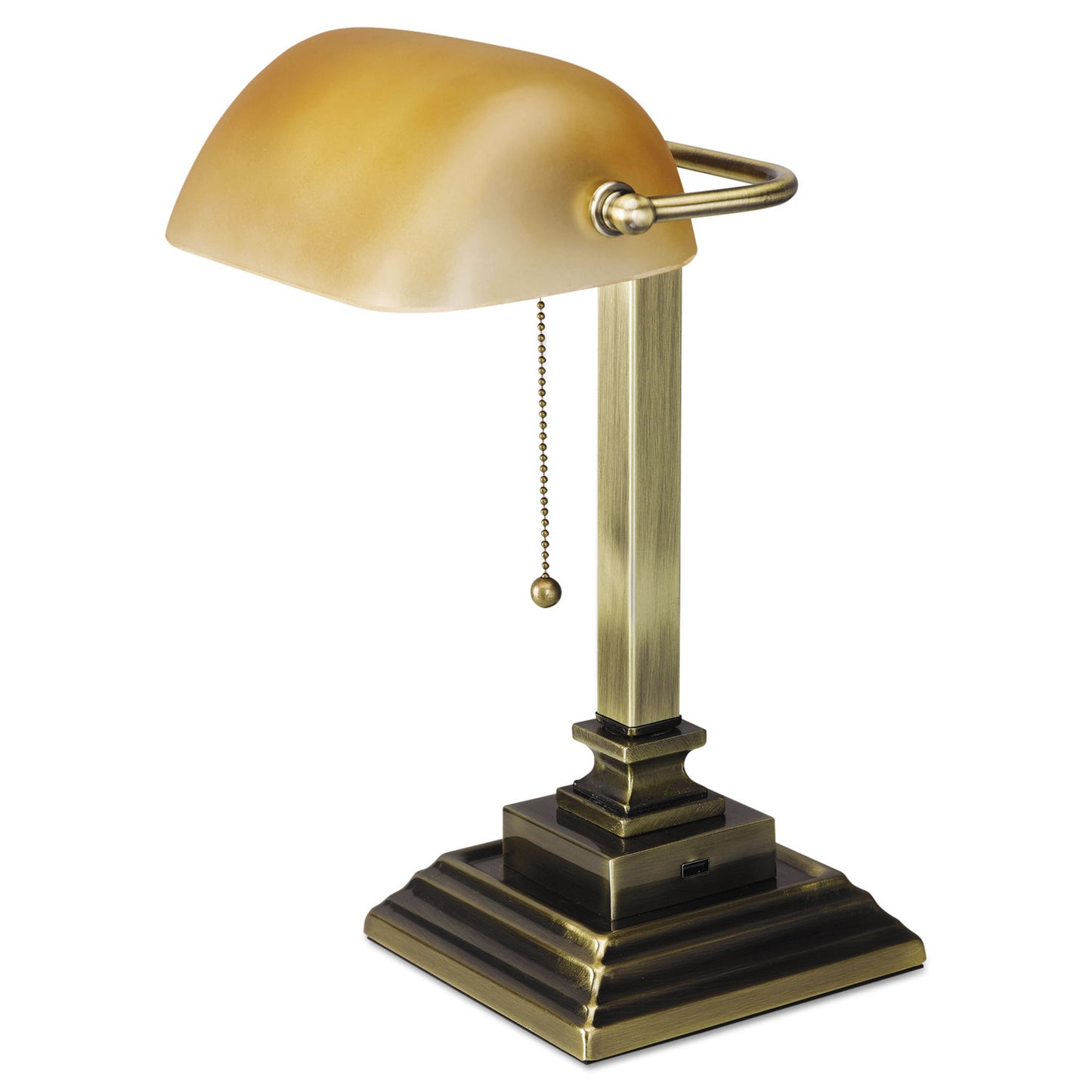 Alera Traditional Banker's Lamp with USB, 10w x 10d x 15h, Antique Brass (LMP517AB)