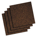 Universal Cork Tile Panels, 12 x 12, Dark Brown Surface, 4/Pack (43403)