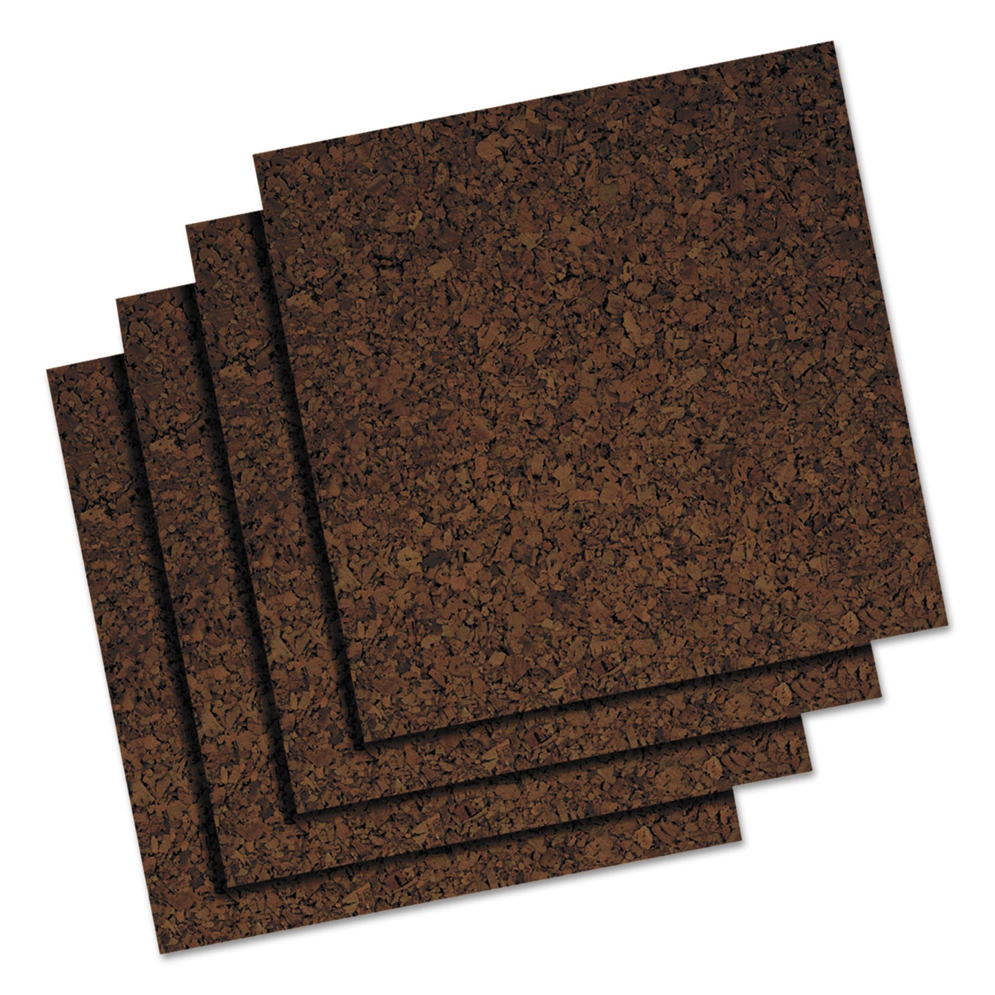 Universal Cork Tile Panels, 12 x 12, Dark Brown Surface, 4/Pack (43403)