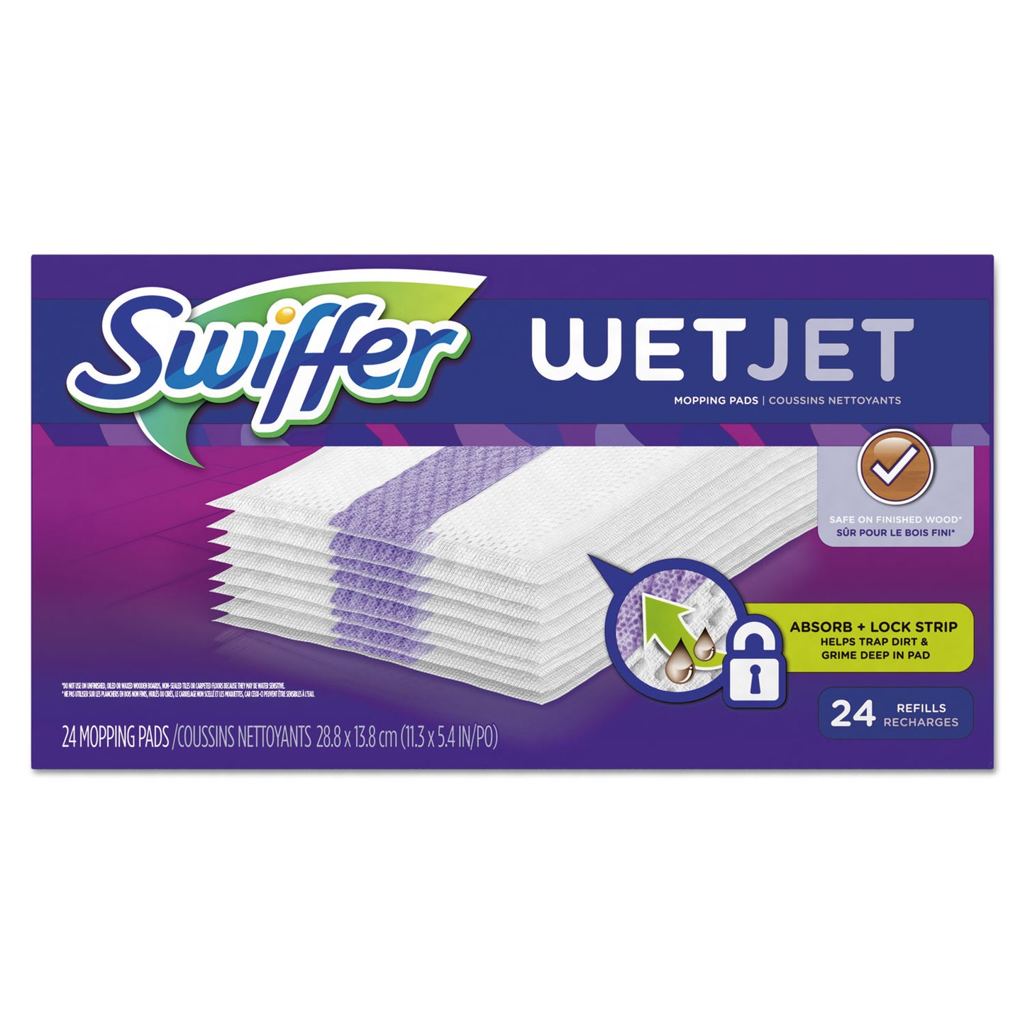 Swiffer WetJet System Refill Cloths, 11.3" x 5.4", White, 24/Box, 4/Carton (08443CT)