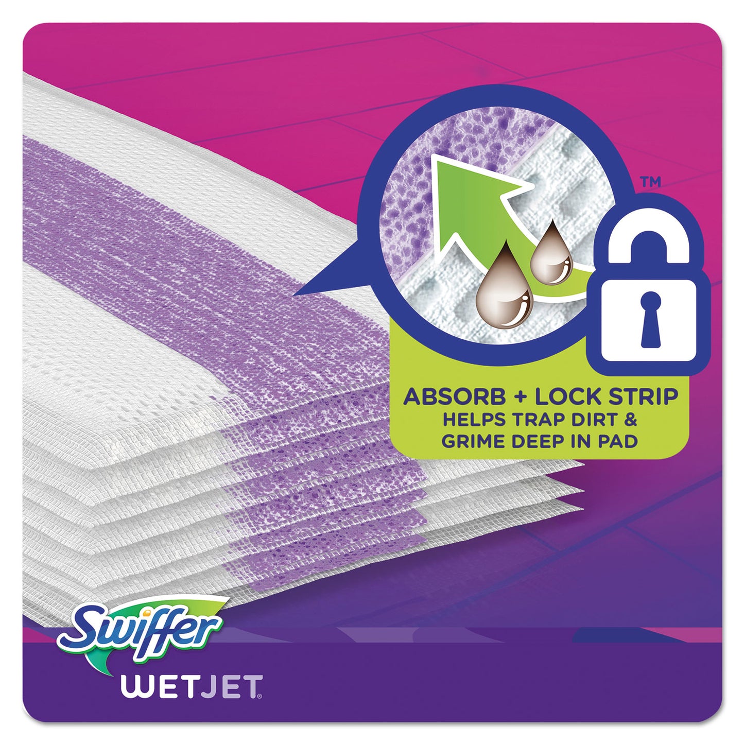 Swiffer WetJet System Refill Cloths, 11.3" x 5.4", White, 24/Box (08443)