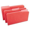 Universal Deluxe Colored Top Tab File Folders, 1/3-Cut Tabs: Assorted, Legal Size, Red/Light Red, 100/Box (10523)