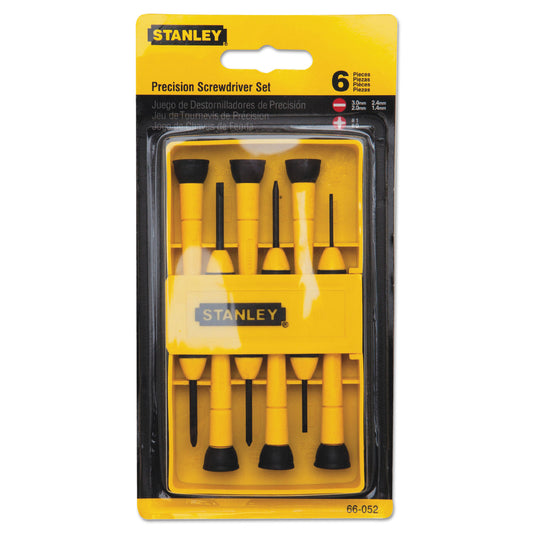 Stanley Tools 6-Piece Precision Screwdriver Set, Black/Yellow (66052)