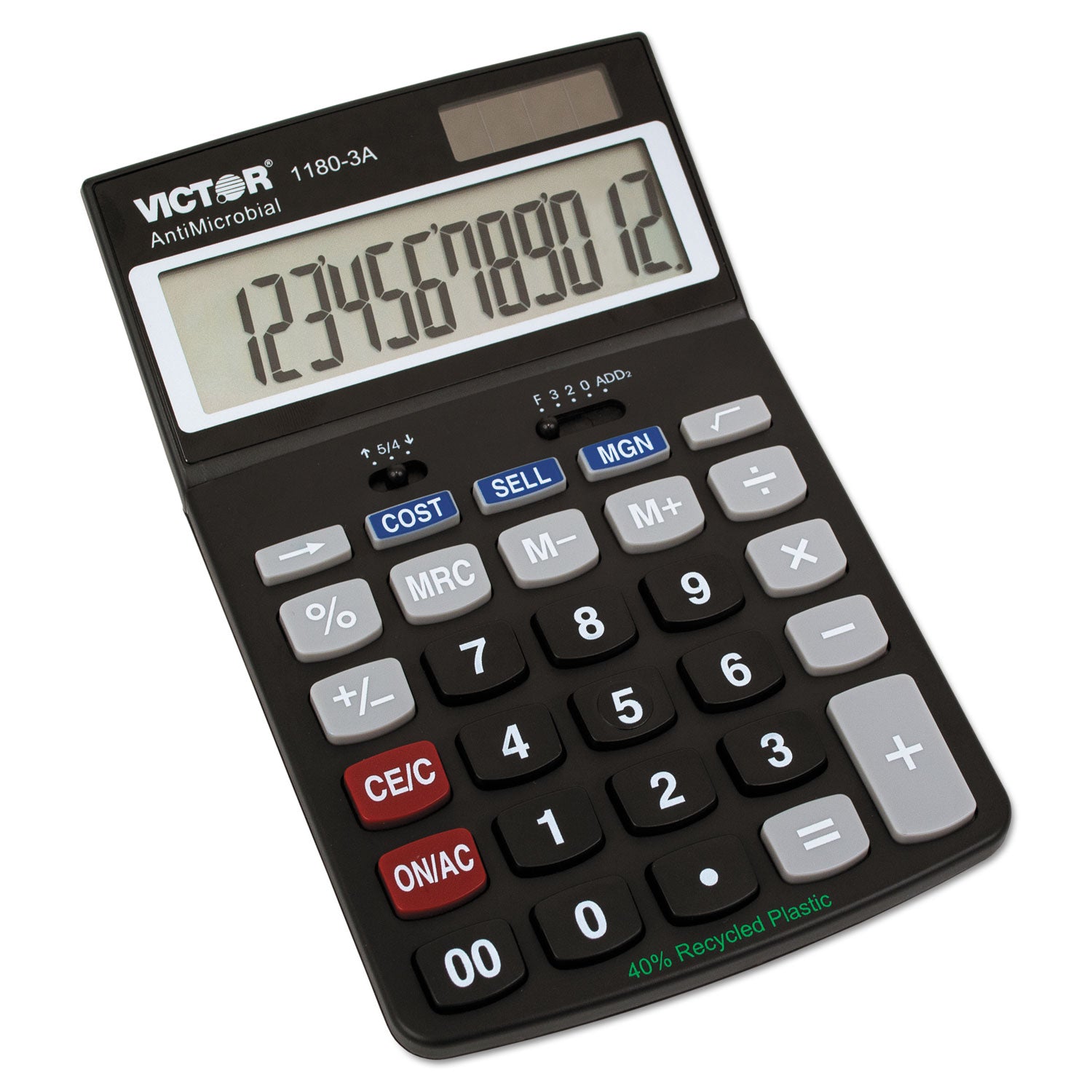 Victor 1180-3A Antimicrobial Desktop Calculator, 12-Digit LCD